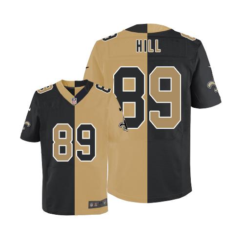 Nike Saints #89 Josh Hill Black/Gold Men's Stitched NFL Elite Split Jersey - Click Image to Close